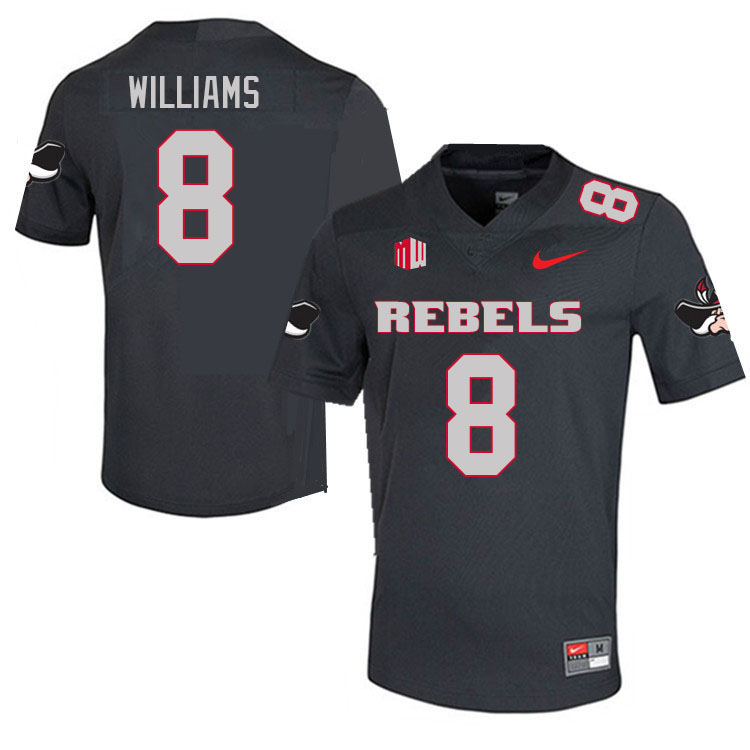 Men #8 Charles Williams UNLV Rebels College Football Jerseys Sale-Charcoal - Click Image to Close